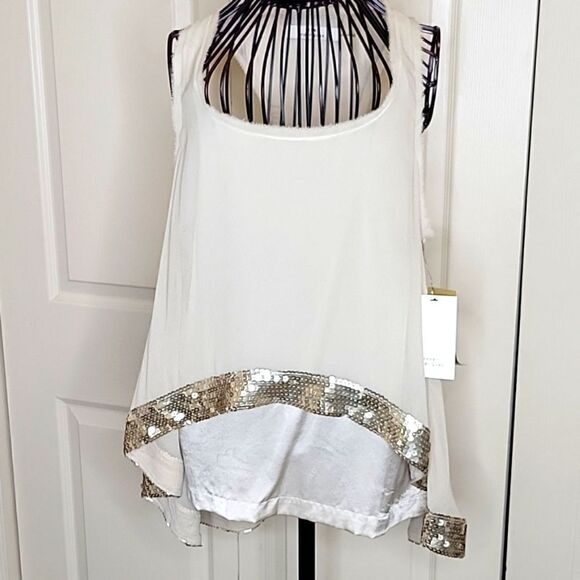 ROBERT RODRIGUEZ Flowy Nude Silk Tank Size 6 NWT - Picture 1 of 11